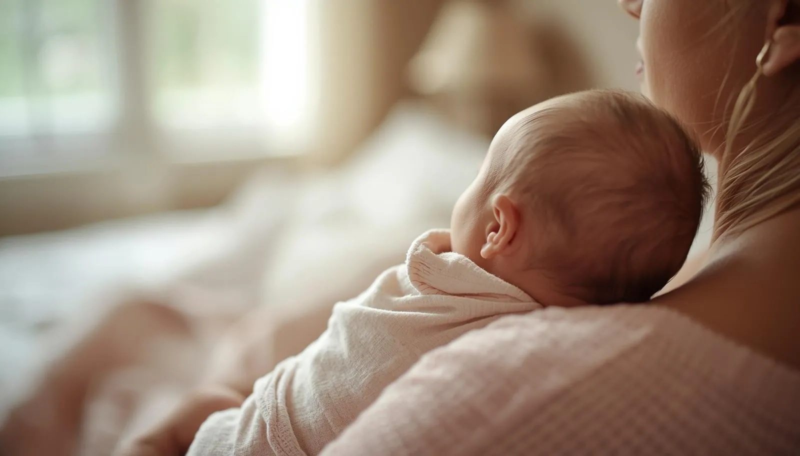 Mano de un bebé recién nacido apoyada en el pecho de su madre durante una toma tranquila